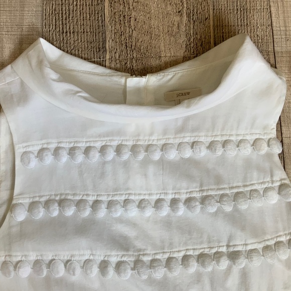 J Crew White Cotton Pom Pom Lace Sleeveless Shell Vintage Inspired Top  SZ 8 - Picture 9 of 14